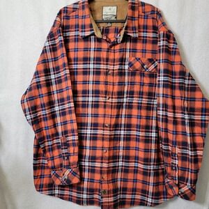 LEGENDARY WHITETAILS BUCK‎ CAMP LONG SLEEVE FLANNEL SHIRT CORDUROY TRIM 3XL